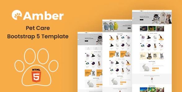 Amber Nulled Pet Care Bootstrap 5 Template Free Download