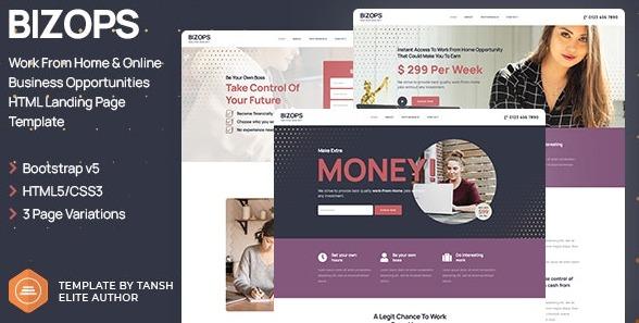 Bizops Nulled Online Business Opportunities HTML Landing Page Template Free Download