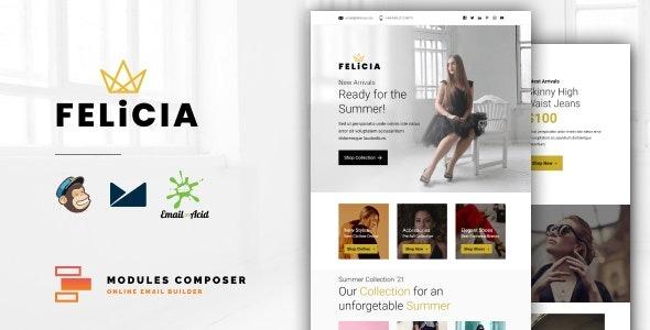 Felicia Nulled E-commerce Responsive Email for Fashion & Accessories with Online Builder Free Download