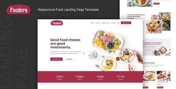 Foodera Nulled Responsive Food Landing Page Template Free Download