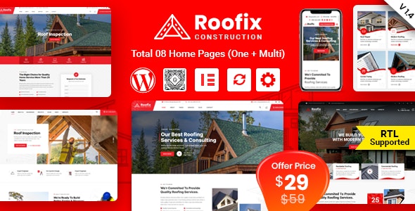 Roofix Theme Nulled - Roofing Services WordPress Theme Free Download