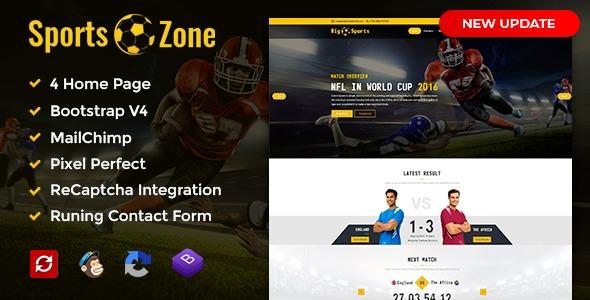 SportsZone Nulled Sports Club, New & Game Magazine Mobile Responsive Bootstrap HTML Template Free Download
