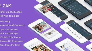Zak Nulled Multi Purpose Mobile Web App template (PWA) Free Download