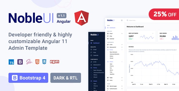 NobleUI v1.1 – Angular 11+ Admin Template