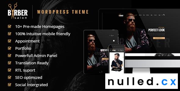 Barber Theme Nulled Hair, Tattoo & Beauty Salons Theme Free Download