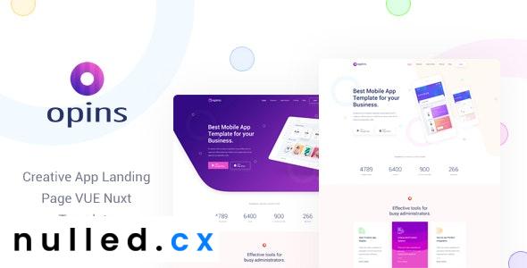 Opins v1.0 – Creative App Landing Page Vue Nuxt Template
