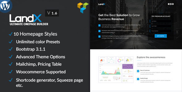 LandX v1.9.4 Multipurpose Wordpress Landing Page