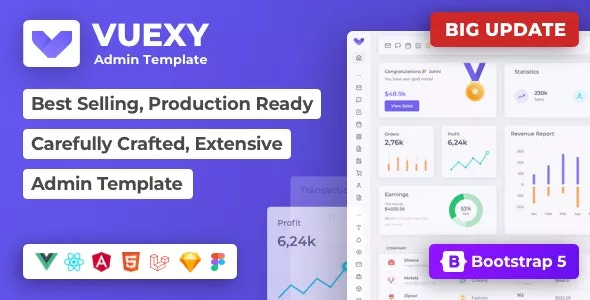 Vuexy Nulled Vuejs, React, HTML & Laravel Admin Dashboard Template Free Download