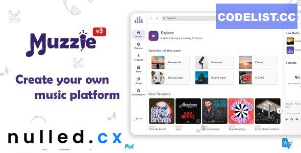 Muzzie v3.3 – Music, Podcast & Radio Streaming Platform