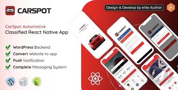 CarSpot Nulled Dealership Classified React Native App Free Download