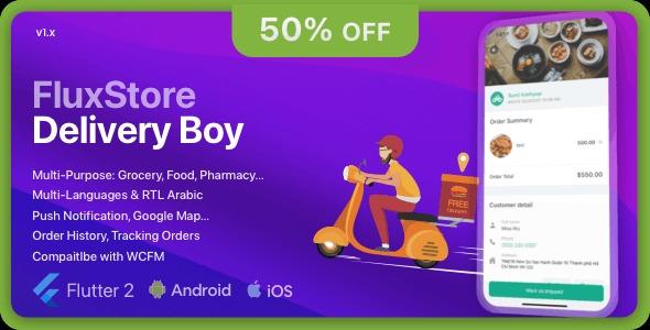 FluxStore Delivery Boy Nulled Flutter App for Woocommerce Free Download