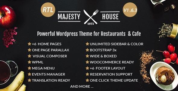 Majesty - Restaurant WooCommerce WordPress Theme Nulled Download
