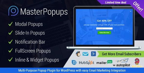 Master Popups Nulled WordPress Popup Plugin for Email Subscription Free Download