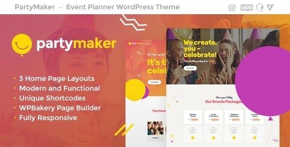 PartyMaker Nulled Event Planner & Wedding Agency WordPress Theme Free Download