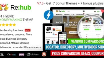 REHub Theme Nulled Price Comparison, Affiliate Marketing, Multi Vendor Store, Community Free Download