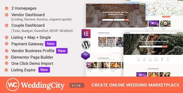 WeddingCity Nulled Directory & Listing WordPress Theme Free Download