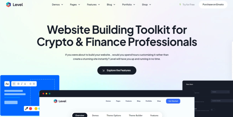 free download Level - Financial Technology & Crypto WordPress Theme nulled