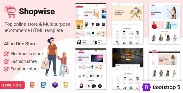 Shopwise Nulled eCommerce Bootstrap 5 Multipurpose HTML Template Free Download
