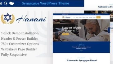 Hanani Jewish Community & Synagogue WordPress Theme + RTL Nulled