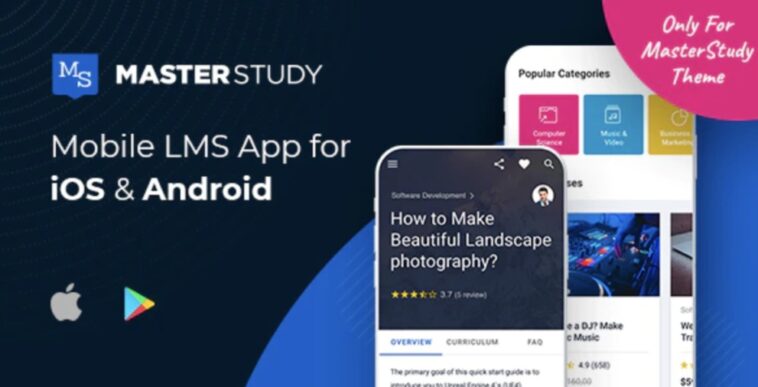 MasterStudyLMSモバイルアプリNulledFlutteriOS＆Android無料ダウンロード