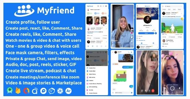 Myfriend-Friend-Chat-Post-Tiktok-Follow-Radio-Group-ecommerce-Zoom-Live-clone-social-network-app-Nulled