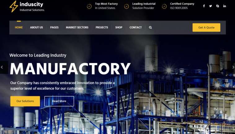 free download Induscity - Factory and Manufacturing WordPress Theme nulled