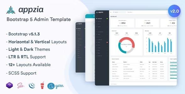 Appzia Responsive Bootstrap 5 Admin Dashboard Nulled
