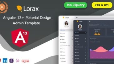 Lorax Angular 13+ Material Design Admin Template Nulled
