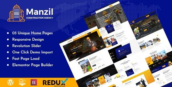free download Manzil Construction and Building WordPress Theme nulled