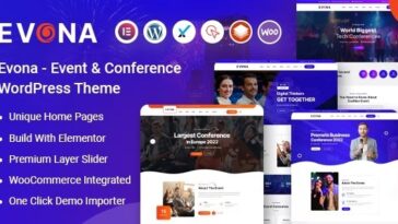 Evona Event & Conference WordPress Theme Nulled Free Download