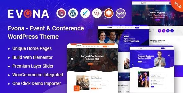 Evona Event & Conference WordPress Theme Nulled Free Download