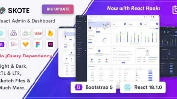 Skote Nulled React Admin & Dashboard Template + Sketch Free Download