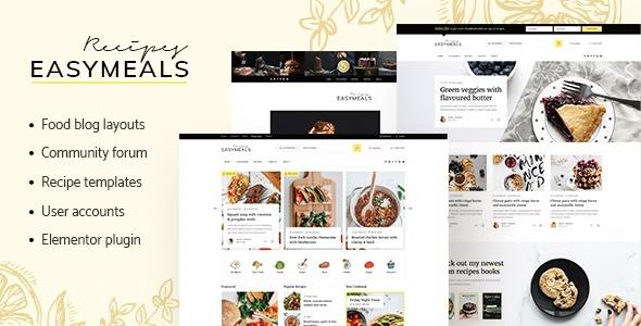 free download EasyMeals - Food Blog WordPress Theme nulled