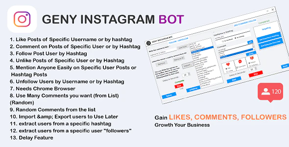 free download GENY instagram bot - Gain More Instagram Followers, Increase your Followers Now nulled