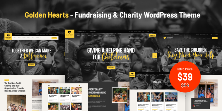 free download Golden Hearts - Fundraising & Charity WordPress Theme nulled