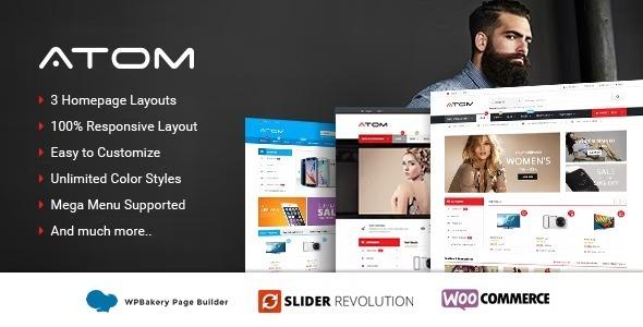 Atom Nulled Responsive WooCommerce WordPress Theme Free Download