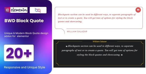 BWD Block Quote for elementor Nulled