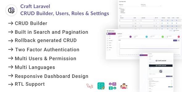 Craft Laravel Admin Panel Nulled CRUD Builder, User, Role, Permissions and Settings Free Download