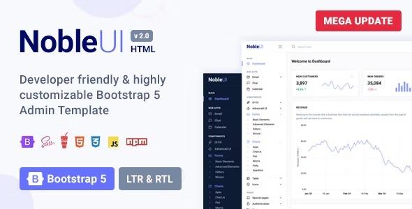 NobleUI Nulled HTML Bootstrap 5 Admin Dashboard Template Free Download