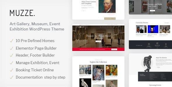 Muzze Museum Art Gallery Exhibition WordPress Theme Nulled Free Download