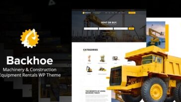 Backhoe Nulled Construction Equipment Rentals WordPress Theme Free Download