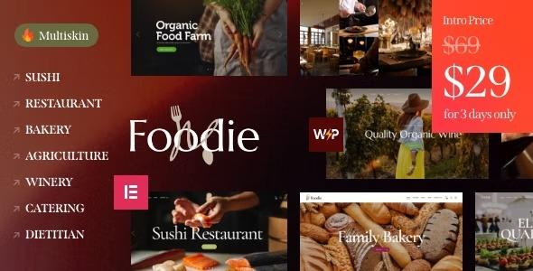 Foodie Nulled Food & Wine Elementor Multiskin WordPress Theme Free Download
