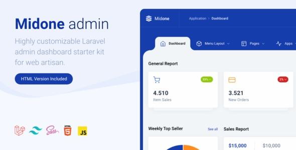 Midone React Admin Dashboard Template + HTML Version Nulled Free Download