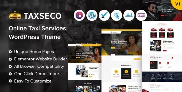 Taxseco Nulled Online Taxi Service WordPress Theme Free Download