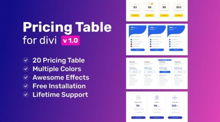 Advanced Pricing Table For Divi Nulled Free Download