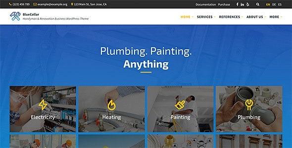 BlueCollar Nulled Handyman & Renovation Business WP Theme Free Download