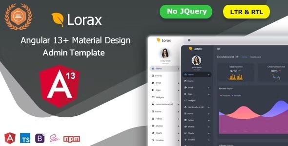 Lorax Nulled Angular 15 + Material Design Admin Template Free Download