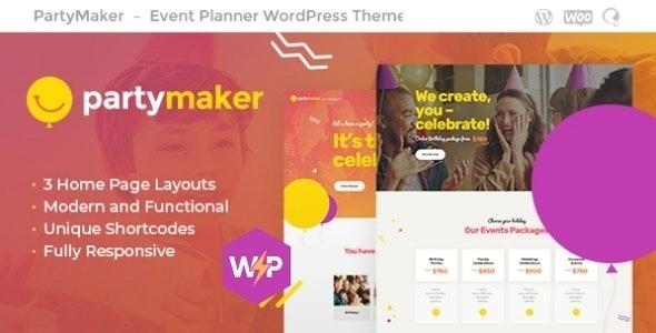 PartyMaker Event Planner & Wedding Agency WordPress Theme Nulled Free Download