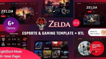 Zelda Nulled eSports & Gaming Bootstrap 5 Template Free Download