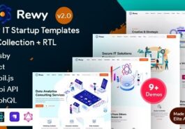 Rewy Nulled Gatsby React IT Startup & Technology Template Free Download